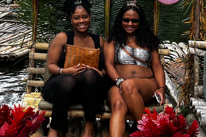 ATV & Bamboo Rafting With Limestone Foot Massage. - Settling onto the bamboo raft