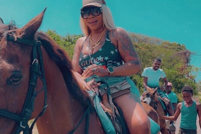 Dunn’s River Falls,Zip lining & horseback riding Combo tour from Montego Bay - Horseback riding from rainforest to salt water