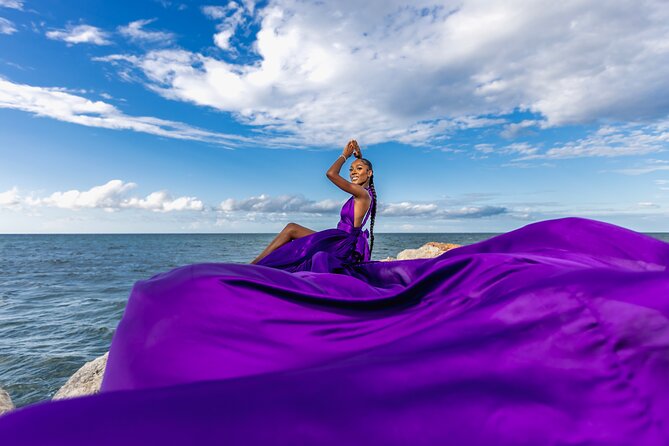 Flying dress session - Turning Burwood Public Beach into a photo studio