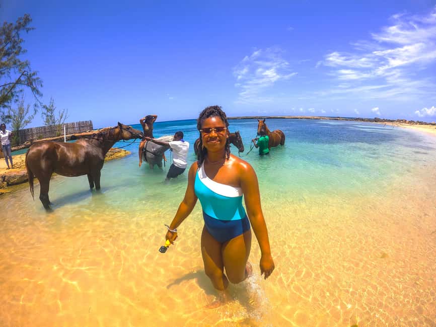 From Falmouth: Horseback Ride and Swim Beach Trip - From Falmouth port to Sand N Saddle