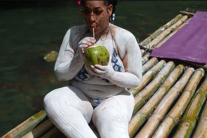 Jamaica Bamboo Rafting Experience with Lime Stone Massage - Getting onto the bamboo raft