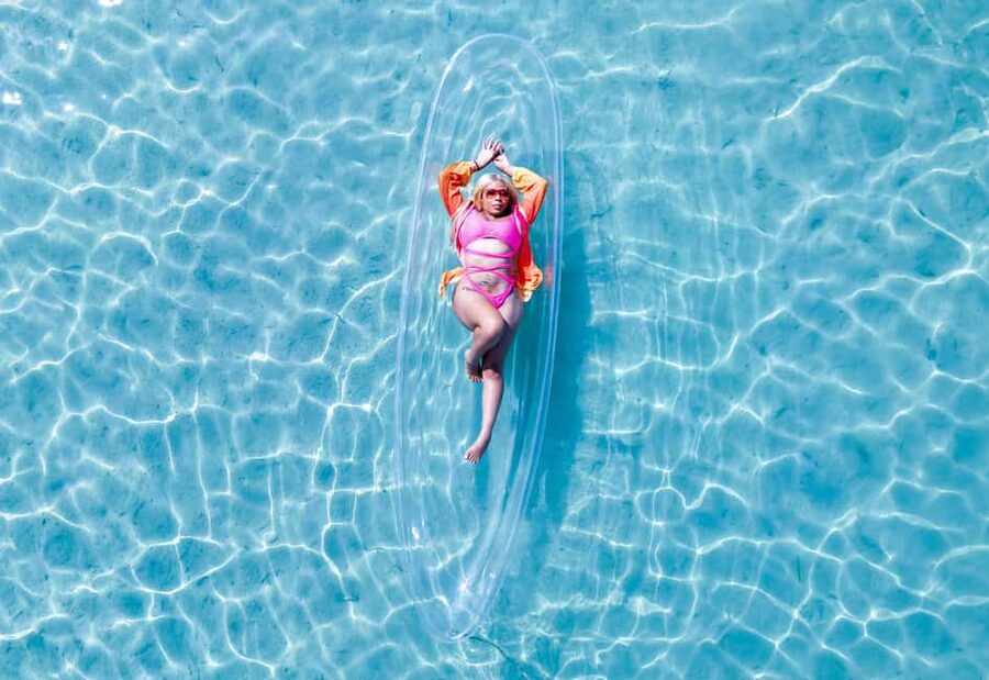 Montego Bay: Crystal Clear Kayak Drone singles Photo Shoot - The clear kayak makes the photo session different