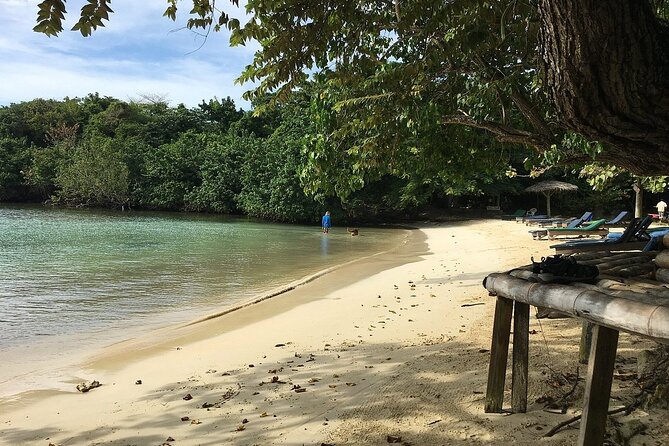 Negril Private and Public Beach with Ricks Cafe from Montego Bay - Seven Mile Beach shows Negril’s public side