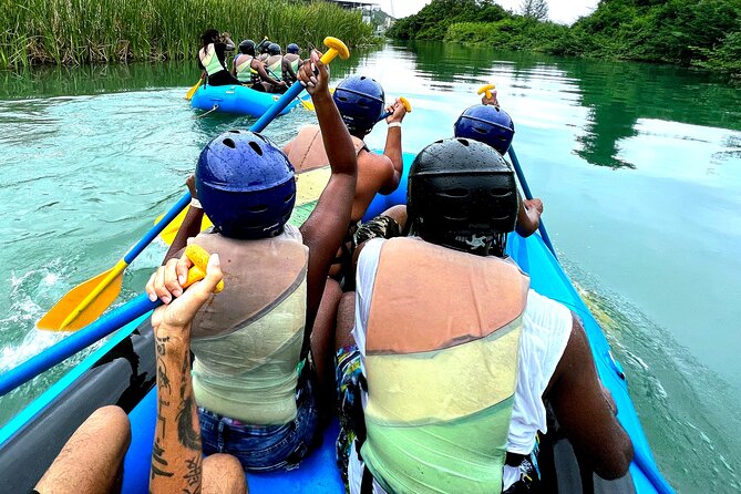 River Rapids Waterfalls Rafting and Beach Adventure - Bamboo shade, a rope swing, and a waterfall stop